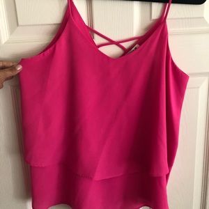 Bright pink strappy blouse